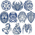 Aresvns Aztec and Viking Style Realistic Temporary Tattoos for Men and women, 10 Sheets Blue Fake Tattoos for the Back of Hands and Forearms, Realistic Tribal Totem Tattoos