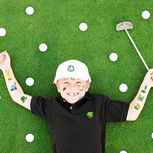Serencatcher Golf Temporary Tattoos, 12 Sheet 120 PCS Golf Party Favors Tattoos for Kids Sports Theme Hole in One Birthday Party Supplies Golf Club Sports Team Classroom School Prizes Rewards