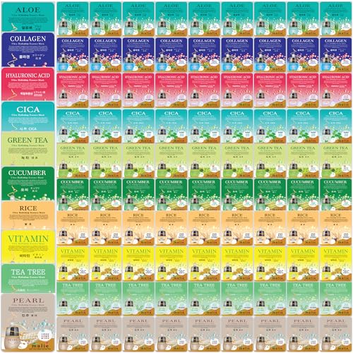 100 pcs Vegan Combo, Ultra Hydrating Essence Mask, Korean Facial Mask Sheet (10 x 10 Types), Made in Korea