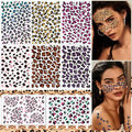 Leopard Print Temporary Tattoos Cheetah Print Fake Tattoos Mixed Styles Tiger Tattoos Cute Animal Print Stickers Waterproof Leopard Face Halloween Tattoo for Boys Girls Body Art Makeup 8 Sheets