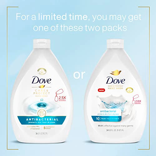 Dove Antibacterial Hand Wash Care & Protect Pack of 3 Protects Skin from Dryness & Advanced Care Hand Wash Deep Moisture 4 Count for Soft, Smooth Skin