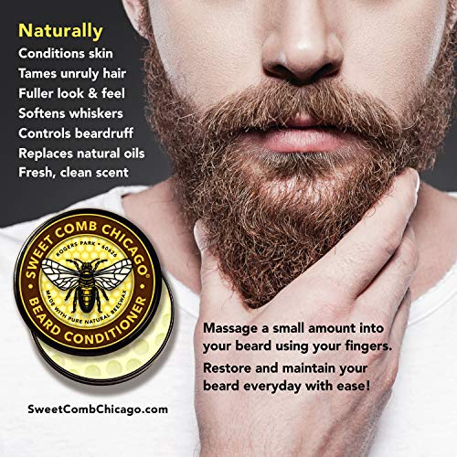 Sweet Comb Chicago: Beeswax Beard Conditioner, Strong Hold for Your Beard, Strengthens & Softens Beards & Mustaches - Leave in Conditioner Wax for Men