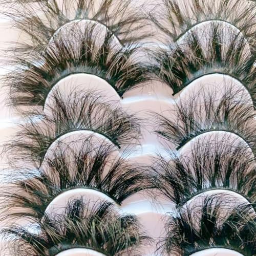 25mm False Eyelashes, Dramatic 8D Faux Mink Lashes Volume,7 styles Mixed Soft Wispy Fluffy Long Lashes for Halloween Cosplay