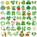 HOWAF 96pcs St. Patrick's Day Temporary Tattoos,Glitter Shamrock Tattoo Stickers for Irish Party Decorations,Lucky Clover Face Tattoos with Leprechaun for Green Party Parade Makeup