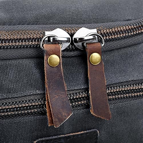Toiletry Bag For Men Dopp Kit Durable Waxed Cotton Canvas With Leather Handle Toiletry Organizer Water-resistant Shaving Bag for Toiletries (Waxed Canvas, Grey)