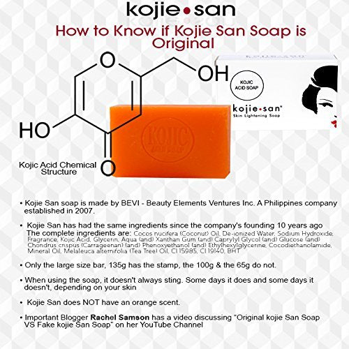 Kojie San Skin and Body Soap ? Original Kojic Acid, Dark Spot Remover Soap Bar with Coconut & Tea Tree Oil ? 65g x 4 Bars
