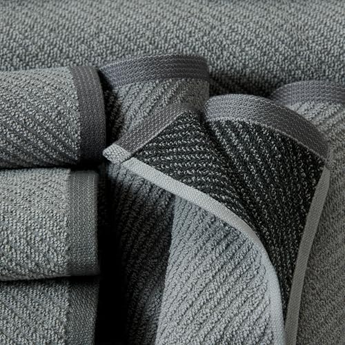 Wellbe 6-Piece Washcloth Set, Quick Dry, Absorbent, Soft, 13¡± x 13¡±, Grey