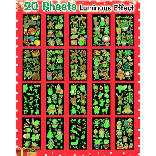 260 Styles Luminous Christmas Tattoos Party Favors for Kids, Christmas Goodie Bag Stocking Stuffers Temporary Tattoos, Christmas Classroom Gifts Treats Party Games Supplies for Kids Boys Girls