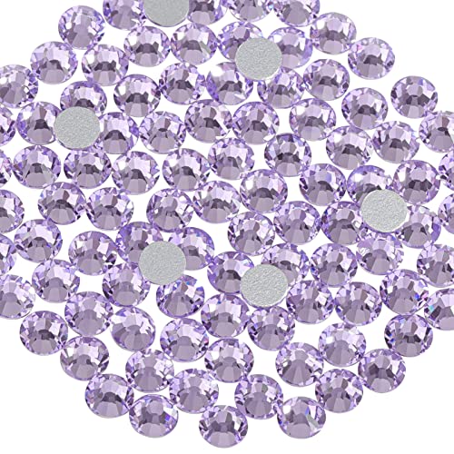 Beadsland 576pcs Flat Back Crystal Rhinestones Round Gems for Nail Art and Craft Glue Fix, Violet, SS30,6.3-6.5mm