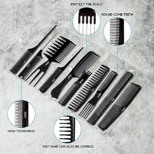 KISS Professional 10-pc Comb Set-Detangle & Style Assortment,(Pack of 2)
