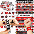 72PCS Rock and Roll Party Set 48PCS Temporary Tattoos 24PCS Slap Bracelets Music Themed Birthday Supplies, Baby Shower Gifts, Classroom Rewards & Party Decor for Kids Boys Girls