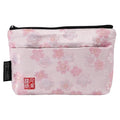 Brocade zipper pouch, lined with lining and front pocket Nishijin brocade, 1, size S. (Shiromomozakura)