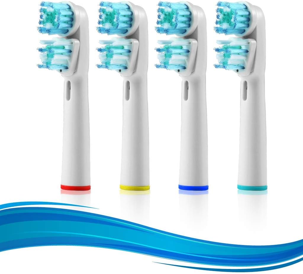 Replacement Brush Heads Compatible with Oral-B-Braun– Dual Clean - Pack of 4 Generic Electric Toothbrush Replacement Heads