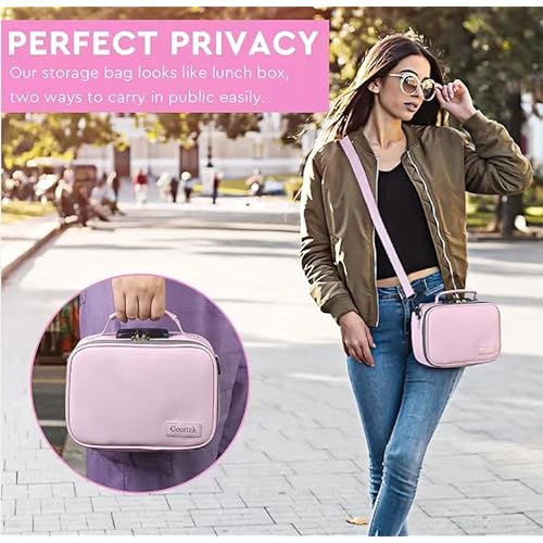 PU Leather Storage Bag Complete Kit with 10 Small Accessories, Portable Travel Storage Case with Lock and Great Gift for Women, Childproof Organization Container Box 9 X 6 X 4 Inches (Pink)
