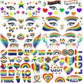 128+ PCS Pride Face Tattoos For Women Men Adults Lovers, Gay LGBTQ LGBT Rainbow Temporary Tattoos Pride Face Stickers, Temp Bulk Fake Tattoos, Rainbow Pride Day Equality Parades Celebrations Festival
