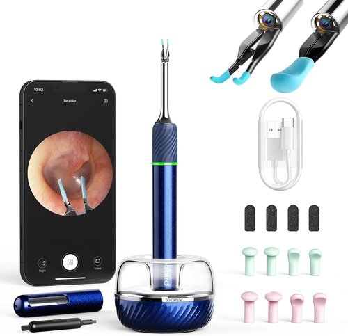 Ear Wax Removal Tool Camera: Ear Camera Otoscope, Bebird Note5 Pro Ear Cleaner Tweezers, 10 Megapixels Earscope Camera, Earwax Removal Kit, 12 Ear Spoon, Hygiene Storage Base, Wax Cleaning Kit (Blue)