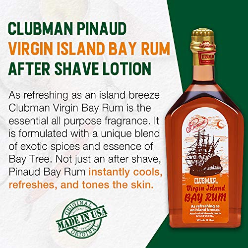 Clubman Pinaud Virgin Island Bay Rum After Shave Cologne ? Classic After Shave Lotion for Men, Aftershave for Men, Masculine Fragrance Splash, 12 fl oz