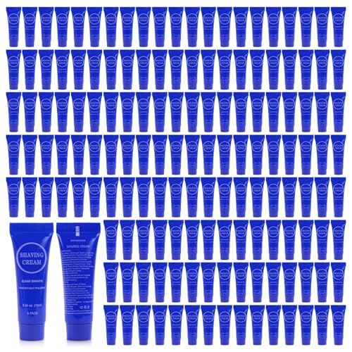 Disposable Shaving Cream for Men, Small Bottle Individually Wrapped Mini Shave Cream in Bulk, Travel Size Toiletries Amenities Vacation for Hotel, Shelter/Homeless/Nursing/Charity 0.34oz (Pack of 200)