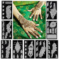 Reusable Henna Tattoo Stencils Kit, Mehendi Stencils for Hands Forearm Glitter Airbrush DIY Tattooing Template,9 Sheet Indian Temporary Tattoo Stickers for Women Girls£¨8.2" x 4.7"£©