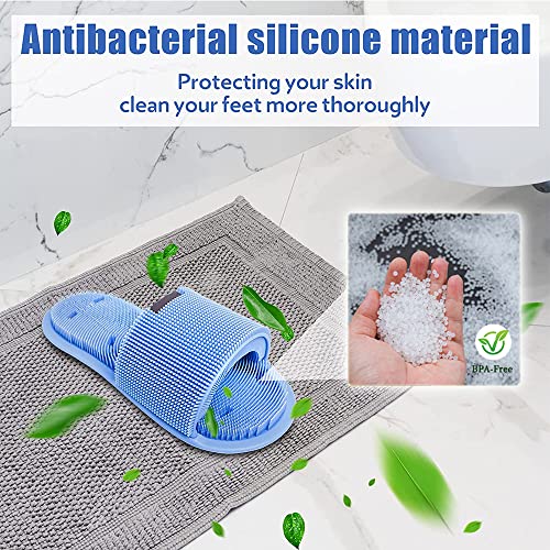 Shower Foot Scrubber - Soft Silicone Cleaner With Non-Slip Suction Cups, Exfoliating Dead Skin Massager Slipper to Improve Circulation & Soothe Tired Feet for Unisex Adults - 1pcs (Pink)