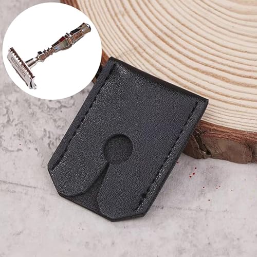 2 Pack Safety Razor Cover Head Blades Protective Case PU Leather Sleeve Storage Sheath Travel Carrying Protector for King C. Gillette Merkur VIKINGS Double Edge Safety Razors with Long Handle