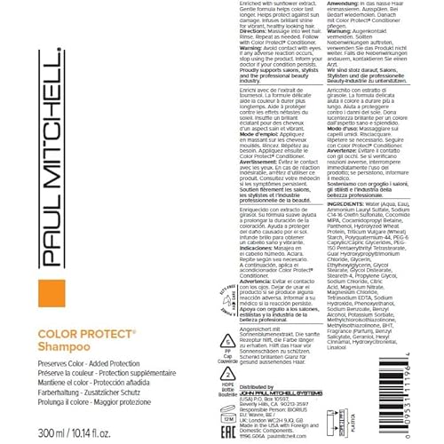 Paul Mitchell Color Protect Shampoo and Conditioner Set, Adds Protection, For Color-Treated Hair