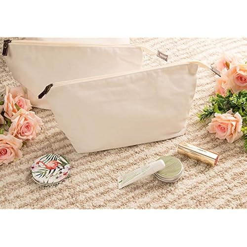 Juvale Canvas Makeup Bag - 12 Pack, 11.75 x 5.5 In, White Cotton - Travel Cosmetic & Toiletry Pouches with Zipper - Blank DIY Canvas Pouches for Crafting & Bridesmaid Gifts