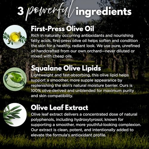 Alpha & Omega Olive Oil Face Oil Serum with Squalane & Olive Leaf Extract | Hydrating, Lightweight, Fast?Absorbing Facial Oil | Anti?Aging, Natural, Vegan, Small?Batch, Hydroxytyrosol?Rich