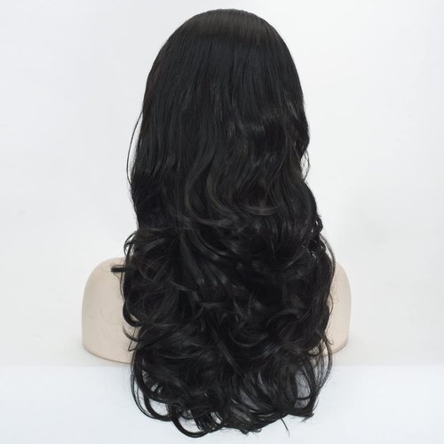 Beehive Wig Black Women Vintage Long Curly Bouffant Updo Victorian Fembot Wig 60s 50s Costume Married Housewife Heat Resistant Synthetic Hair Wigs for Halloween Party + Wig Cap