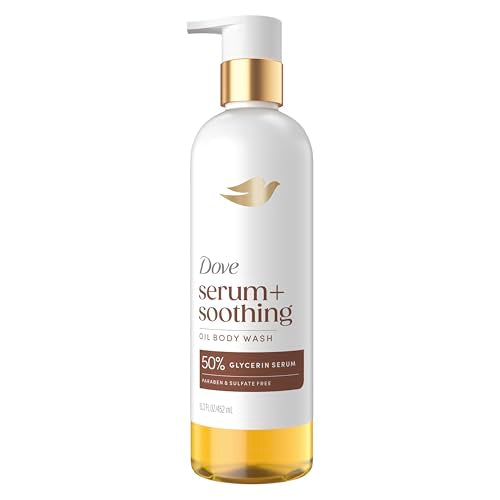 Dove Shower Oil Body Wash with Glycerin Serum, Almond Oil & Sandalwood, Hydrating & Soothing Cleanser for Dry Skin, 15.3 fl oz