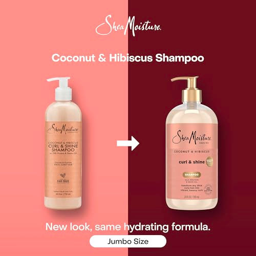 SheaMoisture Shampoo Coconut and Hibiscus, for Thick, Curly Hair, to Cleanse & Hydrate, 24 oz