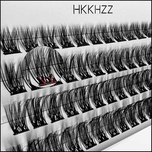 Self Adhesive Eyelashes No Glue Lash Clusters, HKKHZZ Press-on Lashes 10/12/14/16mm Individual Lash Extension Kit with Lash Tweezers, Self-adhesive False Eyelashes Natural DIY Eyelash Extension Kit
