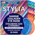 Stylia Collagen & Vitamin C Under Eye Patches for Puffy Eyes & Dark Circles - Depuffing, Hydrating & Firming Under Eye Mask with Hyaluronic Acid - Stocking Stuffers for Teen Girls, Vegan (30 Pairs)
