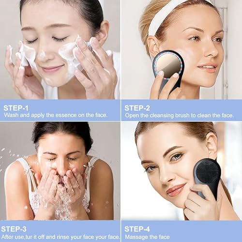Rechargeable Silicone Electric Face Scrubber ? Vibrating Facial Cleansing Brush for Deep Cleansing & Exfoliation, Waterproof, Gentle on Skin, for Men & Women