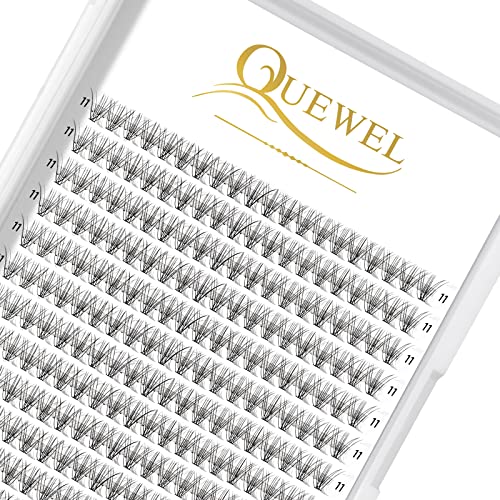 QUEWEL Lash Clusters 240Pcs Individual Lashes 10D 0.10C Curl 11mm Length DIY Lash Extension Soft False Eyelashes Wispy Cluster Lashes Easy to Create Natural Look At Home(10D-0.10C-11mm)