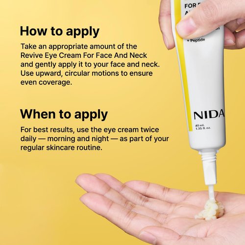 NIDA Revive Eye Cream For Face And Neck | Probiotic Solution, Retinal, Peptide | Wrinkles, Fine Lines, Cell Turnover, Firm Skin Texture, Radiant Skin, Moisture Retention | 1.35 fl. oz., 40ml