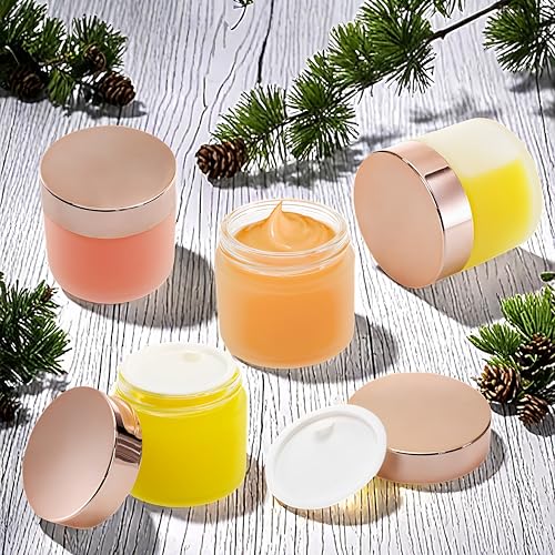 16 Pack 2 OZ Frosted Glass Jars, Empty Sample Cream Jar with Screw Lids & Inner Liners, Reusable Cosmetic Container for Body Scrubs, Lotion, Powder, Ointment, Makeup, Moisturiser, DIY Crafts