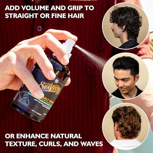 Suavecito Sea Salt Spray - Natural Hair Volume and Texture with Light Flexible Hold for Men, Alcohol & Paraben-Free, 8 oz