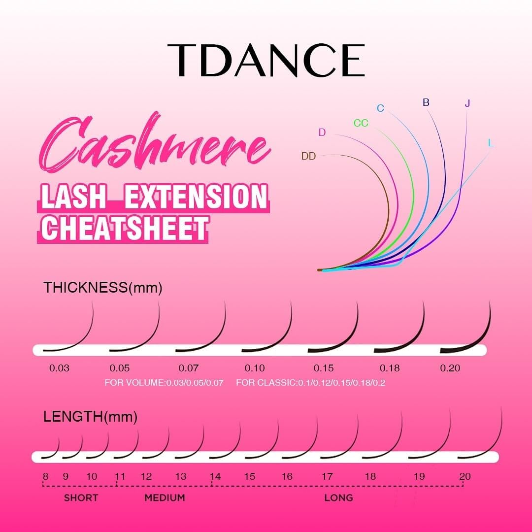 TDANCE Cashmere Lash Extensions 0.03mm CC Curl 8-15mm Super Matte Black Volume Lash Extensions Eyelash Extensions Professional Salon Use(0.03-CC,8-15mm)