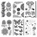 Temporary Tattoos for Women 6 Pack Henna Tattoo Stickers for Adults Women & Girls Metallic Black Lace Body Art Large Big Arm