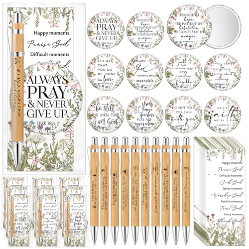 30 Sets Christian Gifts Bulk for Women Bible Verse Mini Compact Mirrors Makeup Mirrors Inspirational Mother's Day Religious Gifts for Church Ladies Pastor's Wife Sunday School