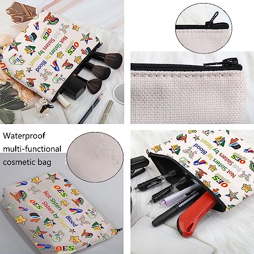 Abstract Boho Green Mountains Sun Cosmetic Bag, Bohemia Mid Century Modern Makeup Bag Zipper Cosmetic Pouch Bag Travel Linen Makeup Organizer, Boho Gifts for Women Her Teen Girls Teens