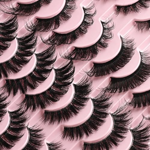 FARRED Lashes Wispy False Eyelashes 4 Styles Cat Eye Fake Lash Strips Big Fluffy Fox Strip Eyelash Pack 20 Pairs Natural Mink Cateye Lashes Natural Looking Wispies Easy Russian Eye Lash for Beginners
