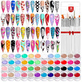 SAVILAND 48 Colors Gel Paint Kit: Solid Nail Art Painting Gel Polish Set with 15pcs Nail Art Brushes for Drawing Painting Home DIY Salon Manicure Supplies Christmas Gift for Women