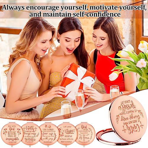 Huwena 12 Pcs Easter Christian Gifts Mirror for Women Bulk Bible Verse Makeup Compact Pocket Mirror Inspirational Christian Party Religious Gift for Coworker Teacher Employee Travel Church Scripture