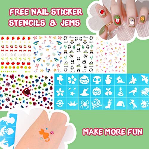 Bowitzki Face Paint Crayons 36 Jumbo Body Painting Marker Sticks Makeup Crayon Kit For Party Christmas Halloween with Face Painting Stencils Nail Sticker Jewels