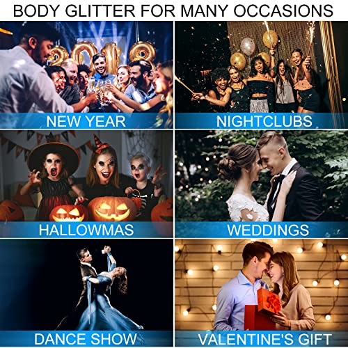 Green Gold Face Body Hair Glitter Gel for St. Patrick's Day Mardi Gras Festival Rave Accessories, Long Lasting Holographic Chunky Mermaid Sequins Glitter Gel Makeup for Women Men, 1oz
