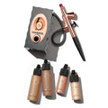 Luminess Air Icon Makeup Airbrush System and 4-Piece Foundation Starter Kit, Tan Coverage - Quick, Easy & Long Lasting Application - Includes Silk 4-In-1 Foundation, Highlighter & Blush