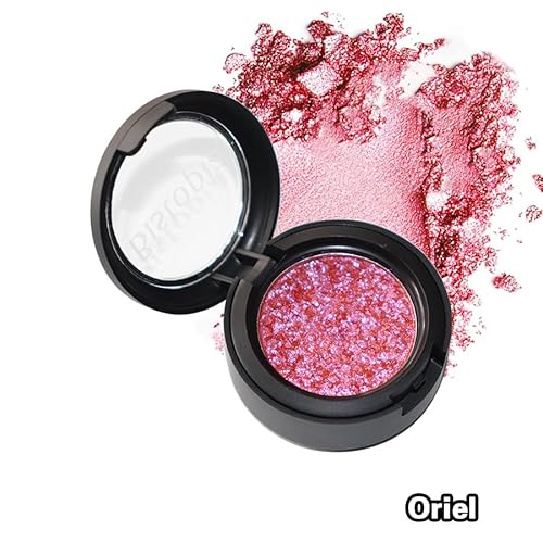 Glitter Eyeshadow Collection, 14 Shades, Shimmer Pressed Powder, Metallic and Iridescent Colors (Oriel)