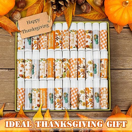 100 Pcs Thanksgiving Christmas Party Gifts Bulk Thanksgiving Lip Balms Favors Holiday Basket Stuffers Christmas Stocking Stuffers Small Thank You Gifts for Women Men (Honey Flavor)